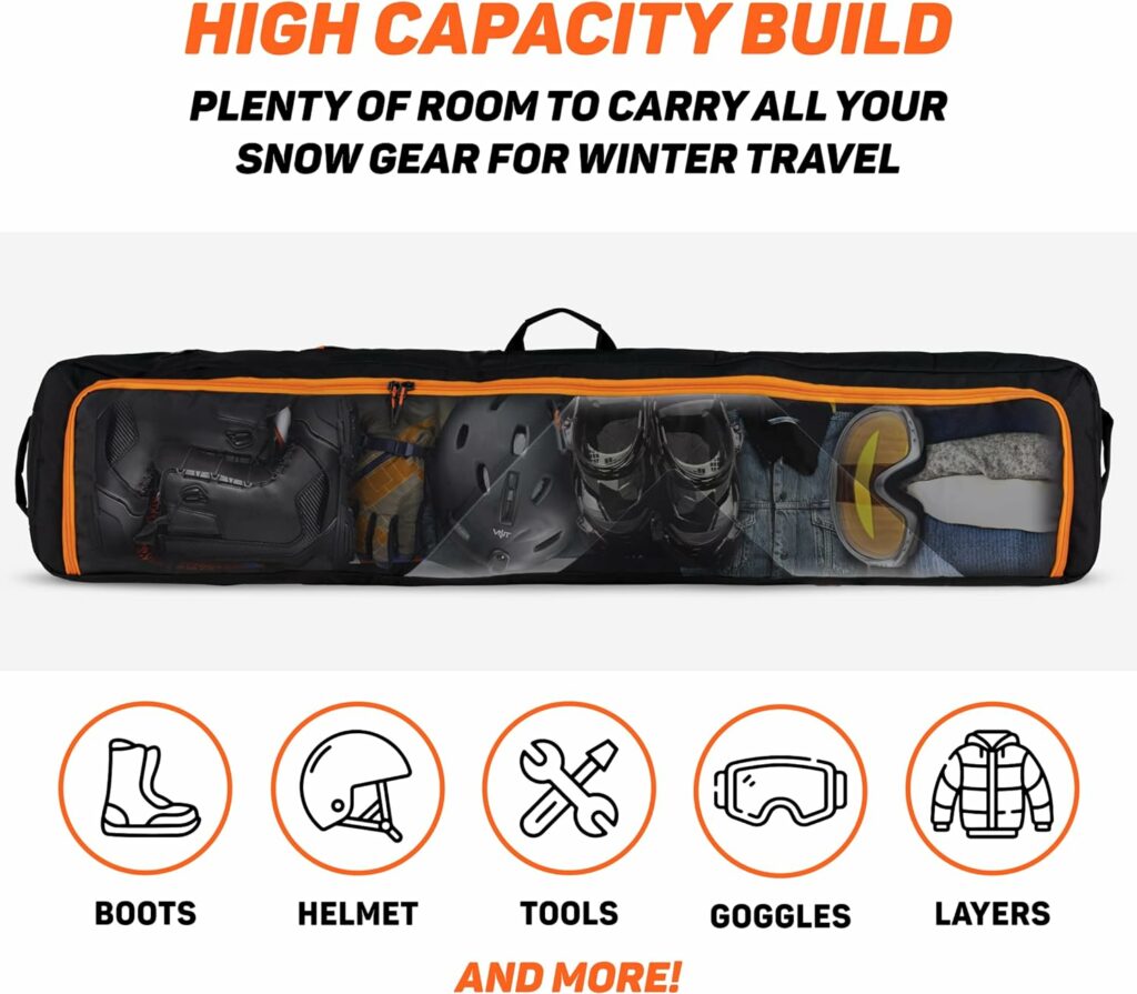 Amazon.com : Premium Padded Ski or Snowboard Bag for Air Travel - Snowboard Ski Travel Bags for Flying - Fits Clothes, Boots, Helmet, Poles  Skiing Accessories - Ski Luggage Bags Travel Case - 166cm : Sports  Outdoors