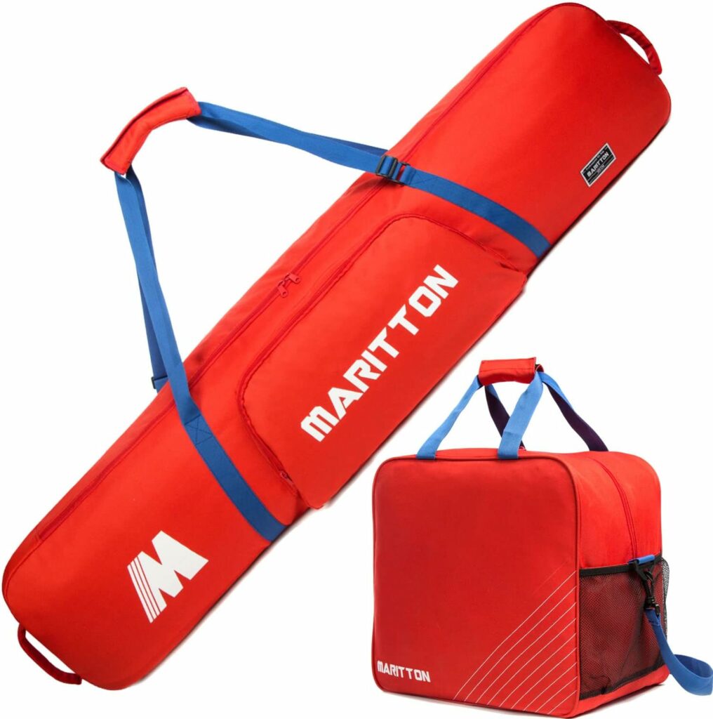 MARITTON Padded Snowboard and Boot Bag Combo,Store Transport Snowboard Up to 165 cm and Boots Up to Size 13,Two-Piece Snowboard Travel Bags.