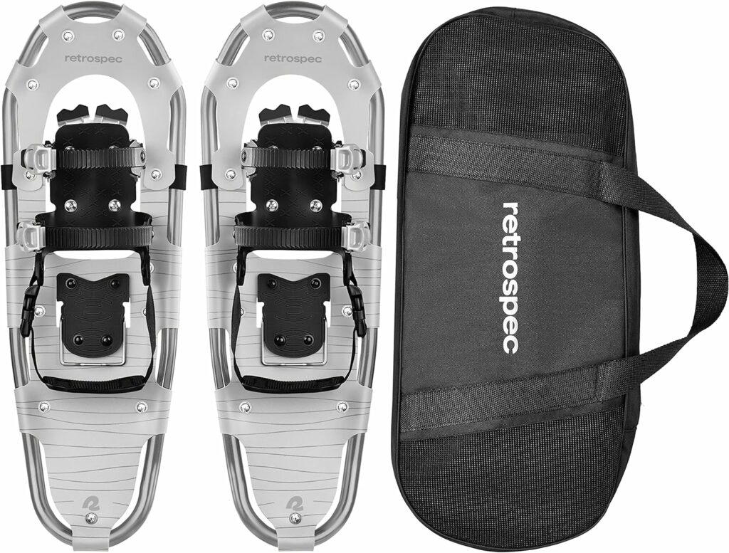 Retrospec Retrospec Drifter Snowshoe for Men  Women - Aluminum Frames  a Double-Rachet Binding System - Lightweight All Terrain Snow Shoes with Heel Lifters  Pivot System
