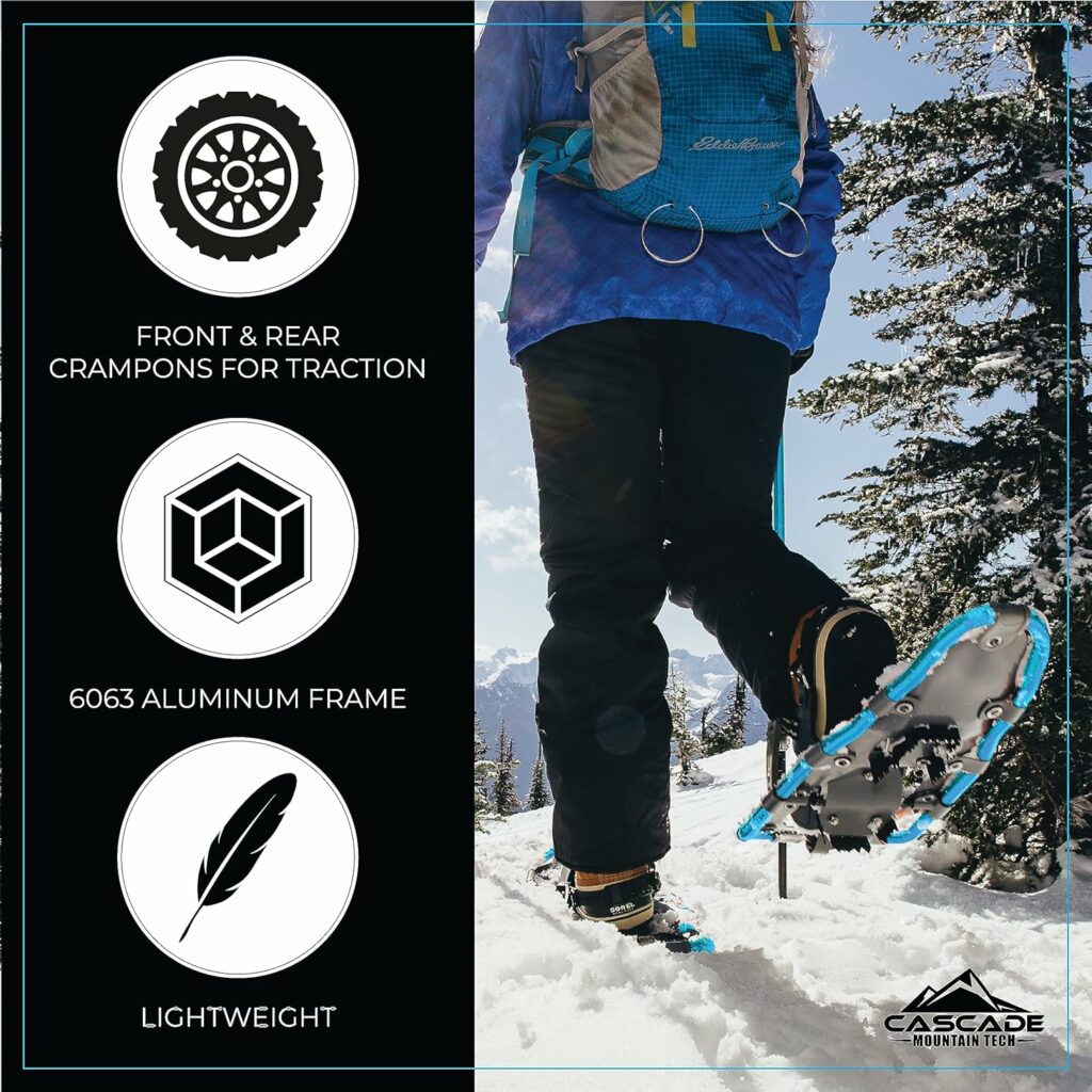 Cascade Mountain Tech Lightweight Aluminum Frame Snowshoes