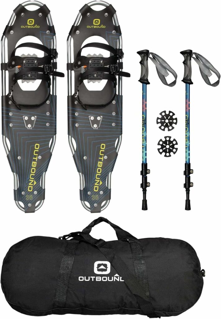 OUTBOUND Snowshoe Kit | Lightweight Aluminum Snowshoes with Adjustable Poles and Bag | Men and Women