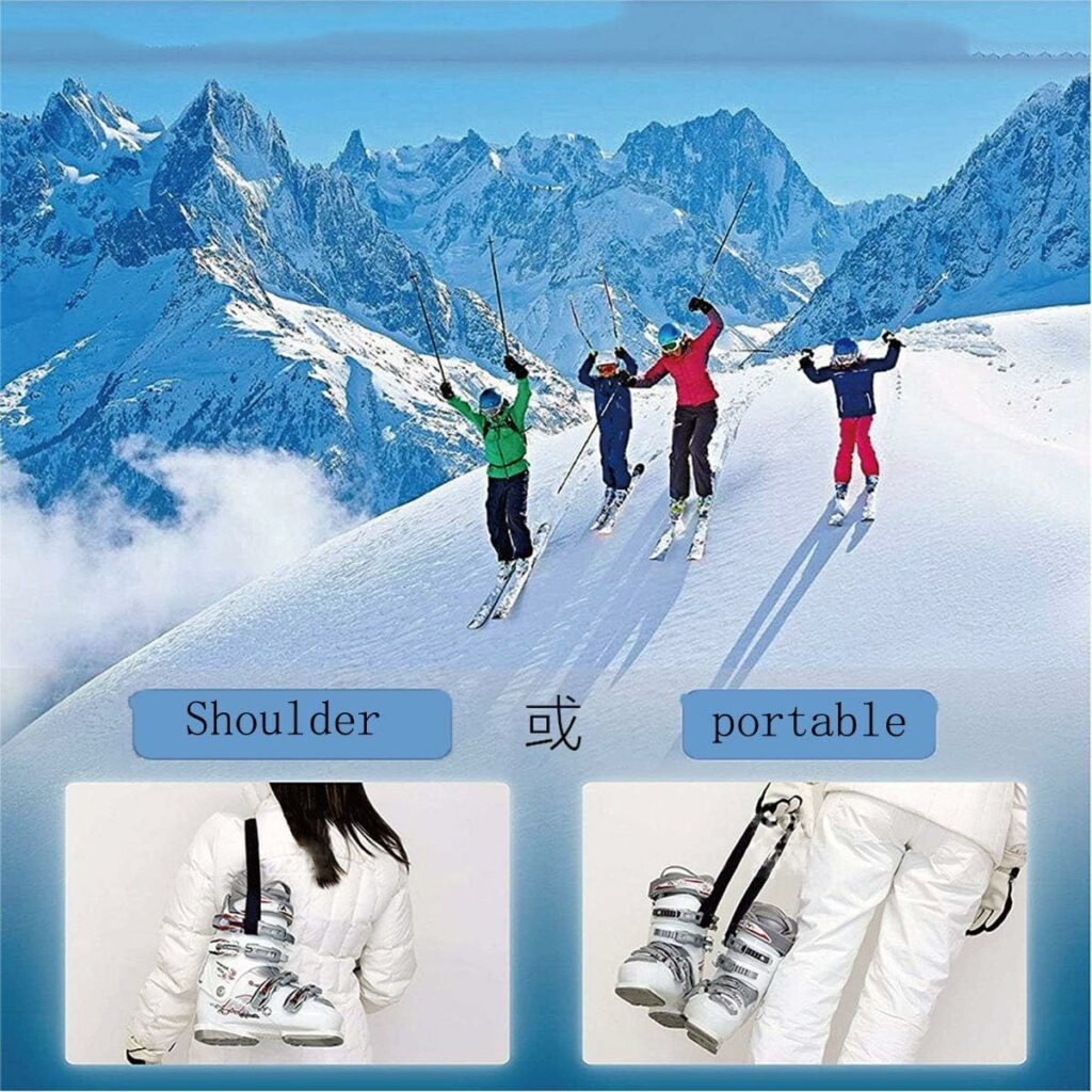 RLECS Snowboard Boot Carrier Strap Adjustable Strap for Ice Skates Ski Skate Use Over Shoulder to Free Up Hands, Black