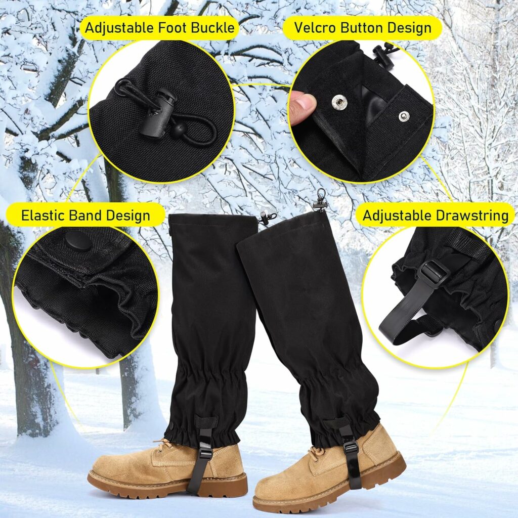 TOBWOLF Snow Leg Gaiters, Snow Gaiters for Hiking Boots, Waterproof and Adjustable Snow Boot Gaiters for Walking Mountain Hunting Climbing, Breathable Hiking Boot Gaiters One Size for Women and Men