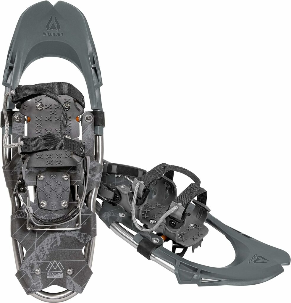 Wildhorn Delano Lightweight Snowshoes for Adults, Fully Adjustable Bindings, 22/28 Aluminum Frame with Steel Grip Crampon Snowshoes for Women  Men