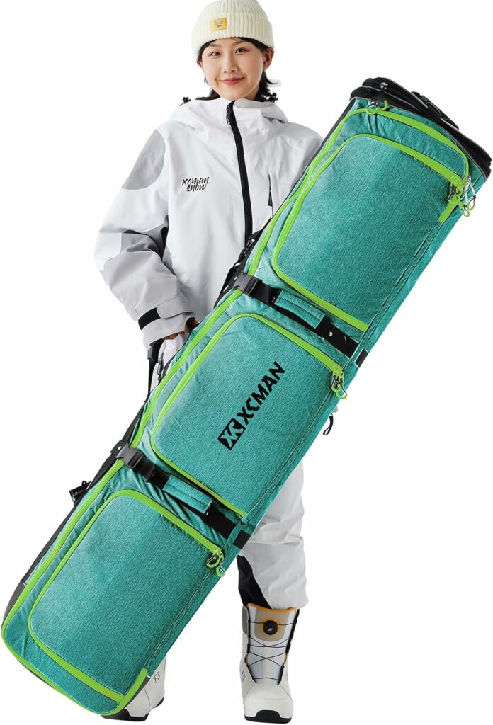 XCMAN Padded Snowboard Bag Adjustable Length 63-75In Padded Bag for Air Travel