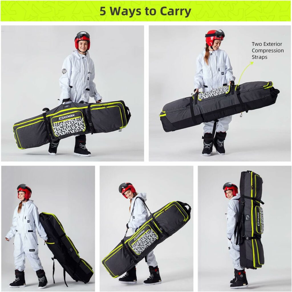 XCMAN Roller Snowboard Bag with Wheels,Adjustable Length,Extra Long/Wide/Deep,Waterproof - with Protection Ribs 140L