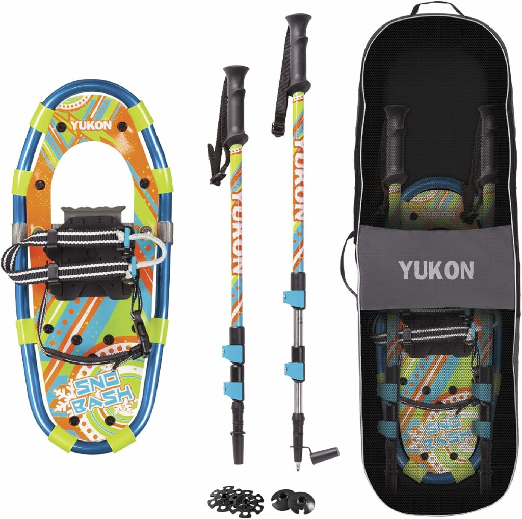 Yukon Charlies Yukon SNO-Bash Kids Snowshoe and Trekking Pole Kit - for Boys and Girls up to 100lbs