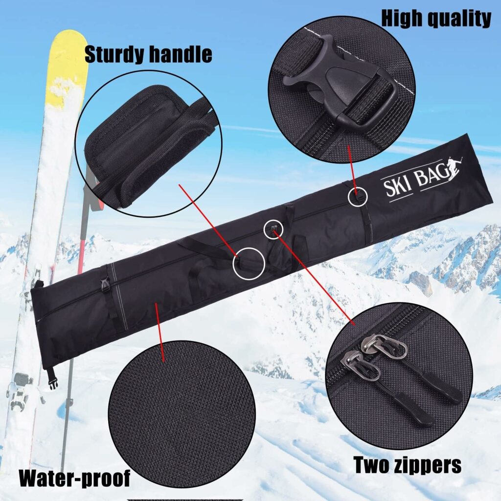 ZFZGFRCS Ski Bag and Ski Boot Bag Combo ski bags for air travel Unpadded Snow Ski Bags Snowboard Bag Store and Transport Ski Up to 200 cm and Boots Up to Size 13 Suitable for Men Women and Children