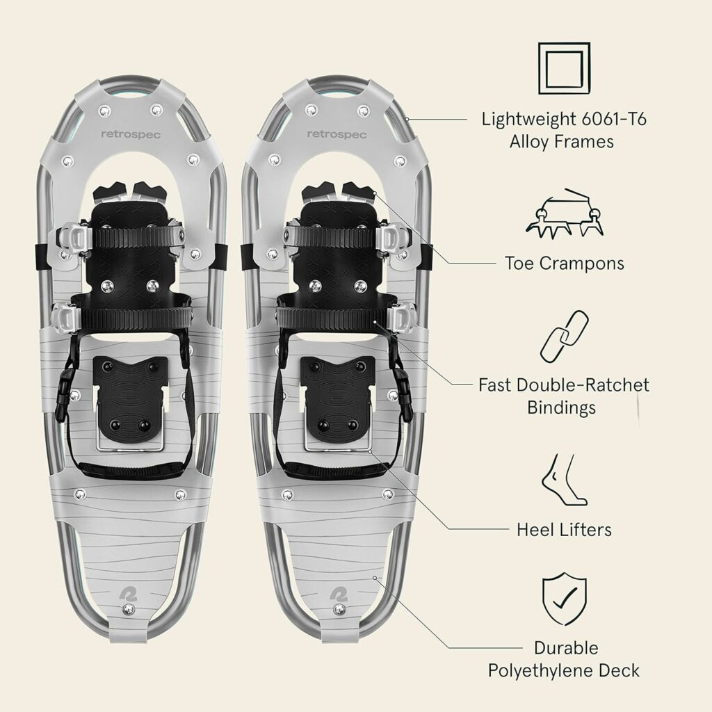 Retrospec Drifter Snowshoes for Men, Women, 21/25/30 Inch - Aluminum Frames  Double-Ratchet Binding System with Carry Bag for Adults and Children